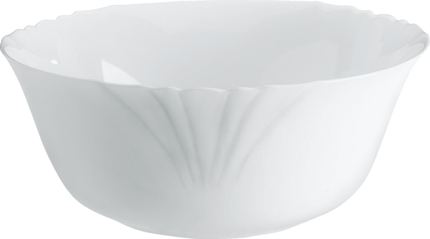 Arcoroc Arc France SAS Bowl Cadix Schale Cadix Bowl Cadix; 2600 ml, 24x9.9 cm (ØxH); white; round; 6 piece / pack Schale Cadix; 2600 ml, 24x9.9 cm (ØxH); weiß; rund; 6 Stück / Pack Tempered opal glass bowl with subtle relief on the flag. Microwaveable, oven safe and dishwasher safe. Schale aus gehärtetem Opalglas, mit dezentem Relief auf der Fahne. Mikrowellengeeignet, backofenfest und spülmaschinenfest.