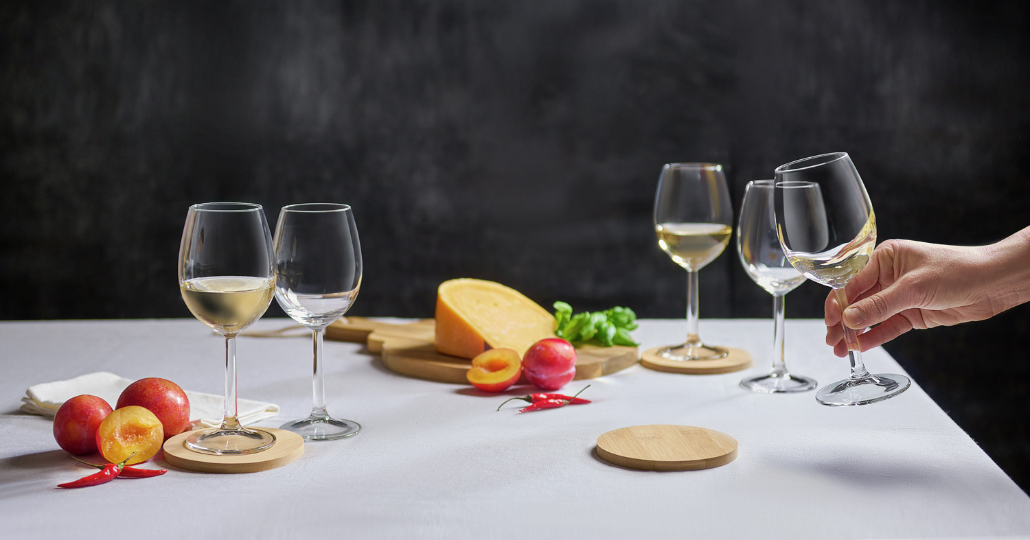 Royal Leerdam Vinous White Wine Glass Set of 6, 320ml Transparent Robust Glass with 0.1L Calibration Mark, 18.9cm Height for HoReCa and Tastings