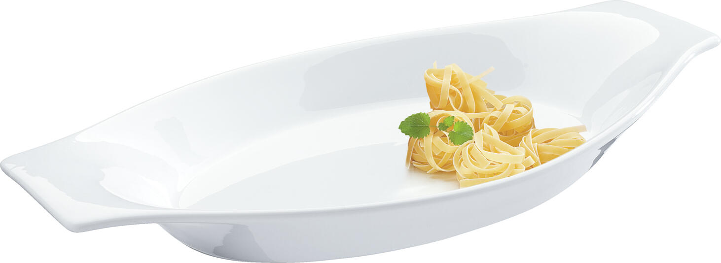 PULSIVA Carte White Porcelain Baking Dish Set, 4 Pieces, 540 ml, 30.5 x 17 x 3.5 cm, Ovenproof up to 200°C, Microwave and Dishwasher Safe, Classic Gratin Dish with Handles