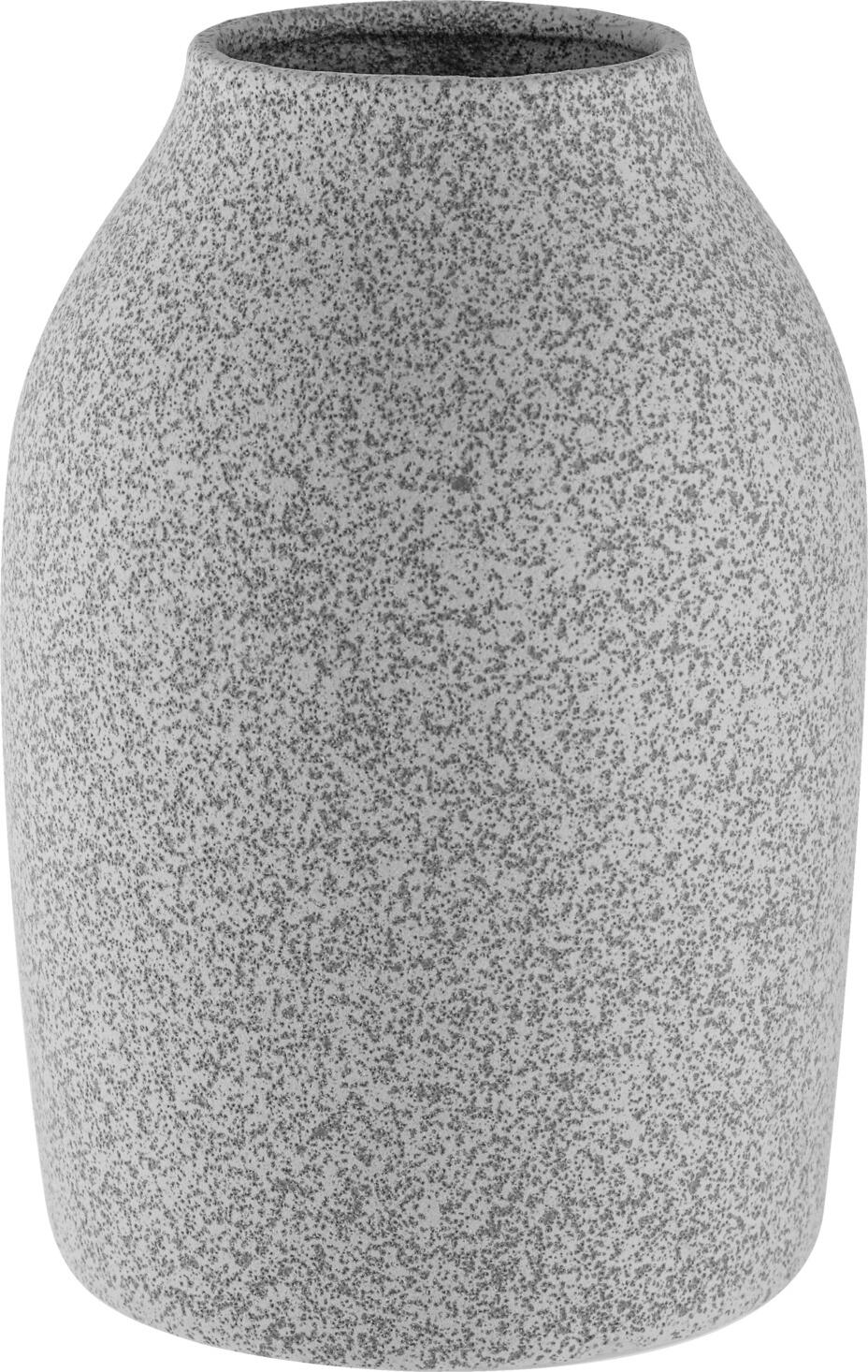 Vaza Vega Matha, Vaza Decorativa din Ceramica Gri cu Aspect de Piatra Naturala Peticata, 18x25.5 cm, pentru Flori Uscate