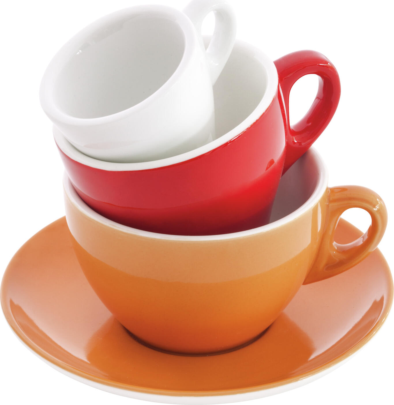 PULSIVA Joy 2.0 Milk Coffee Saucers, Orange Porcelain, 16.5 cm Diameter, Dishwasher and Microwave Safe, Set of 6