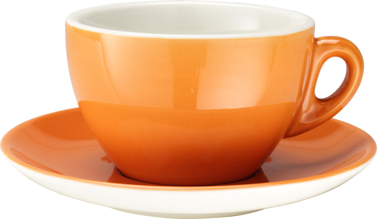 PULSIVA Joy 2.0 Milk Coffee Saucers, Orange Porcelain, 16.5 cm Diameter, Dishwasher and Microwave Safe, Set of 6