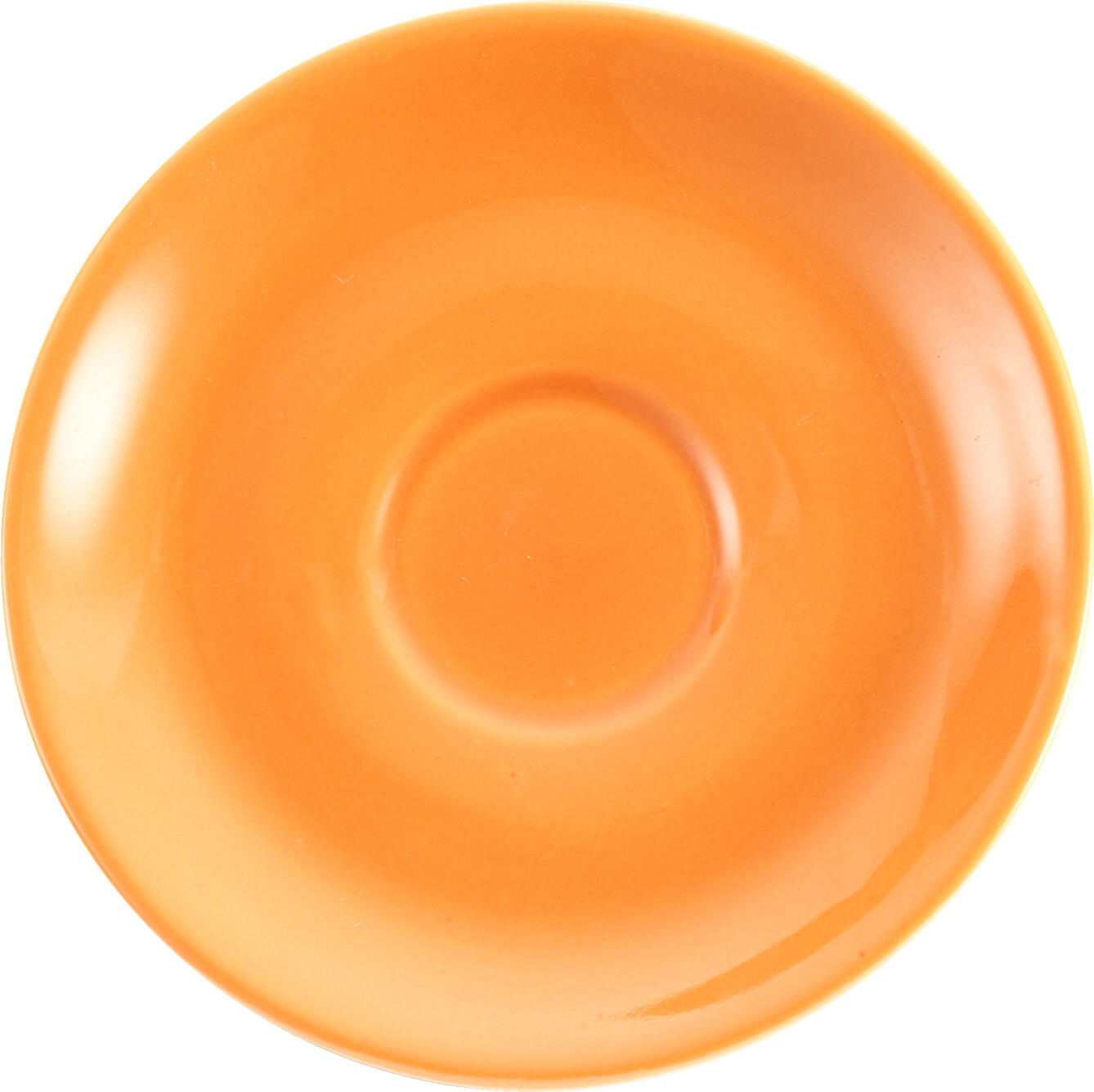 PULSIVA Joy 2.0 Milk Coffee Saucers, Orange Porcelain, 16.5 cm Diameter, Dishwasher and Microwave Safe, Set of 6