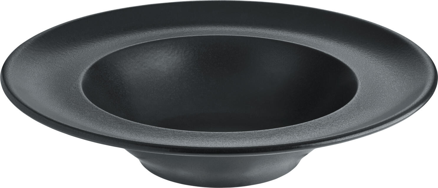 VEGA Masca Porcelain Pasta Plates, Black, 26.5 cm Diameter, Wide Rim, Dishwasher and Microwave Safe, Set of 6