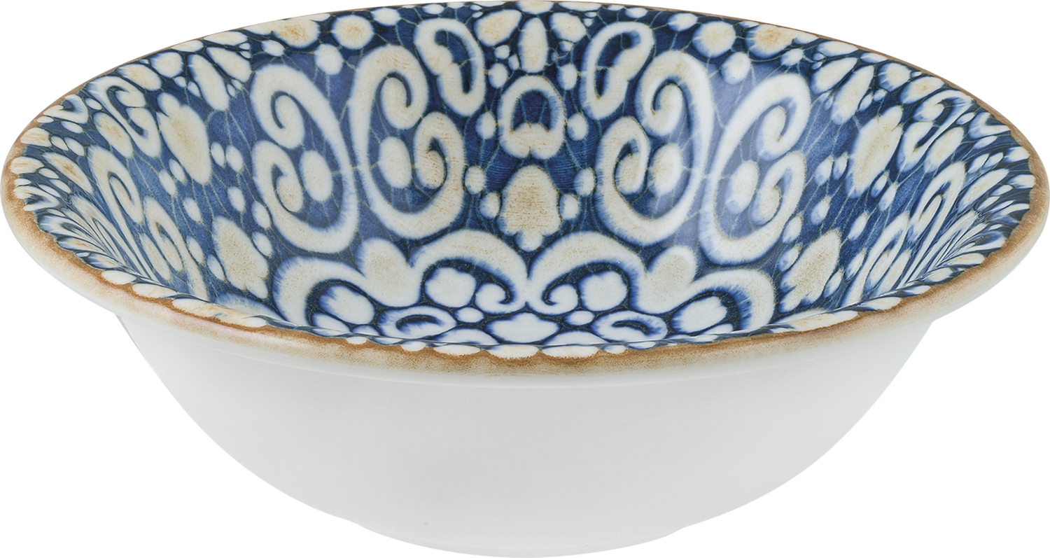 Bonna Table Roc Deutschland GmbH Bowl Alhambra Schale Alhambra Bowl Alhambra; 400 ml, 16x5 cm (ØxH); blue/white/brown; round; 12 piece / pack Schale Alhambra; 400 ml, 16x5 cm (ØxH); blau/weiß/braun; rund; 12 Stück / Pack Colored bowl in a trendy vintage look with oriental pattern. Suitable for dishwasher and microwaveable. Farbige Schale aus Porzellan im trendigen Vintage-Look, mit orientalischen Dekor. Sieht aus wie handgefertigt. Spülmaschinengeeignet und mikrowellengeeignet.