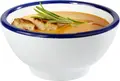 APS Pure Melamine Bowl with Blue Rim, 90ml, 9.5cm Diameter, Round Dish for Dips and Sauces, Dishwasher Safe