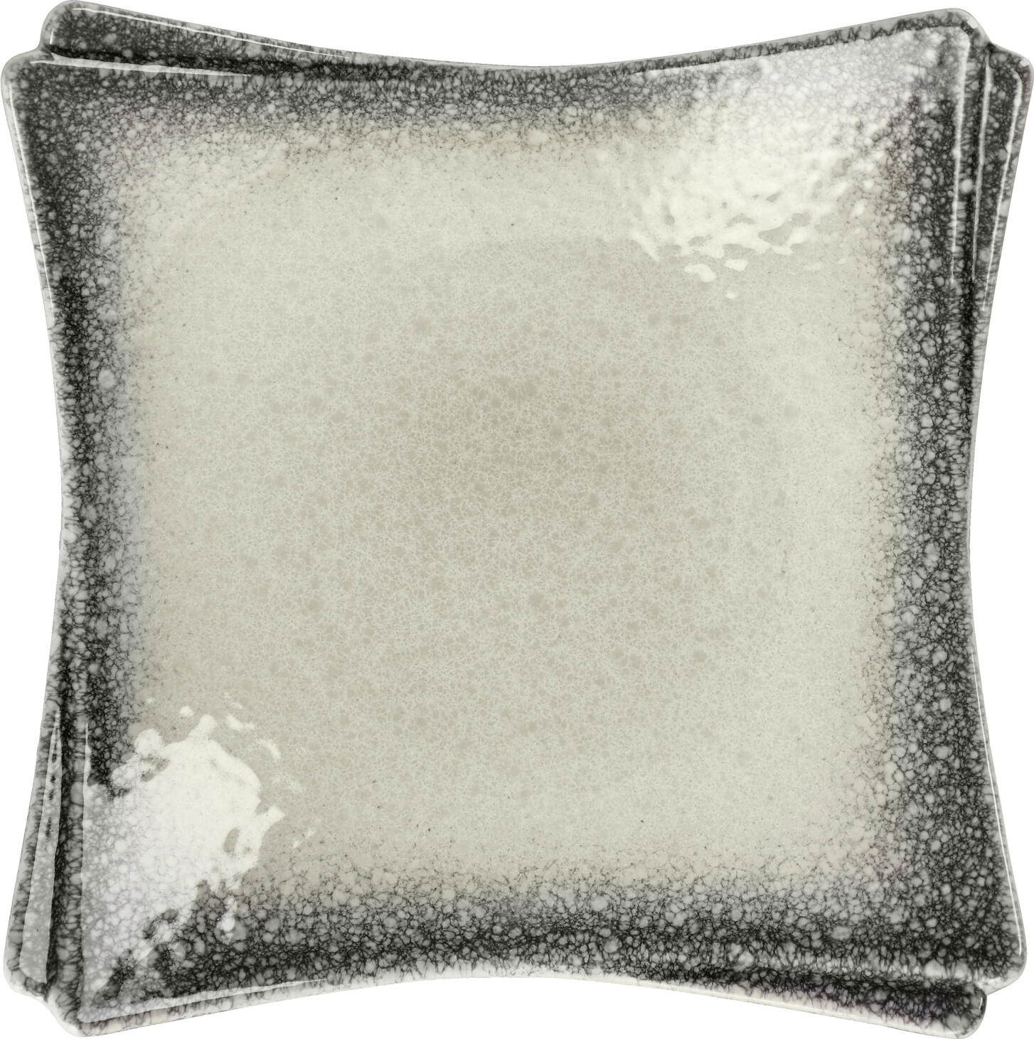 Vega Nagoya Porcelain Serving Platter and Dessert Plate Set of 4, Artistic Glazing, White/Grey, 20.5 x 20.5 x 5.5 cm, Dishwasher and Microwave Safe