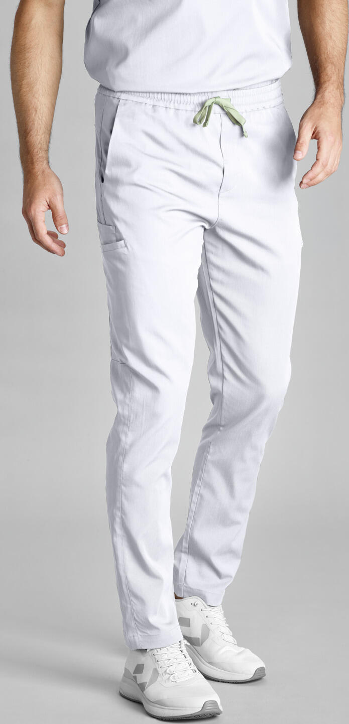Jobeline Pesaro Men's Trousers, Regular Fit, Lyocell Tencel and Polyester, Breathable and Durable Workwear, White, Size XL