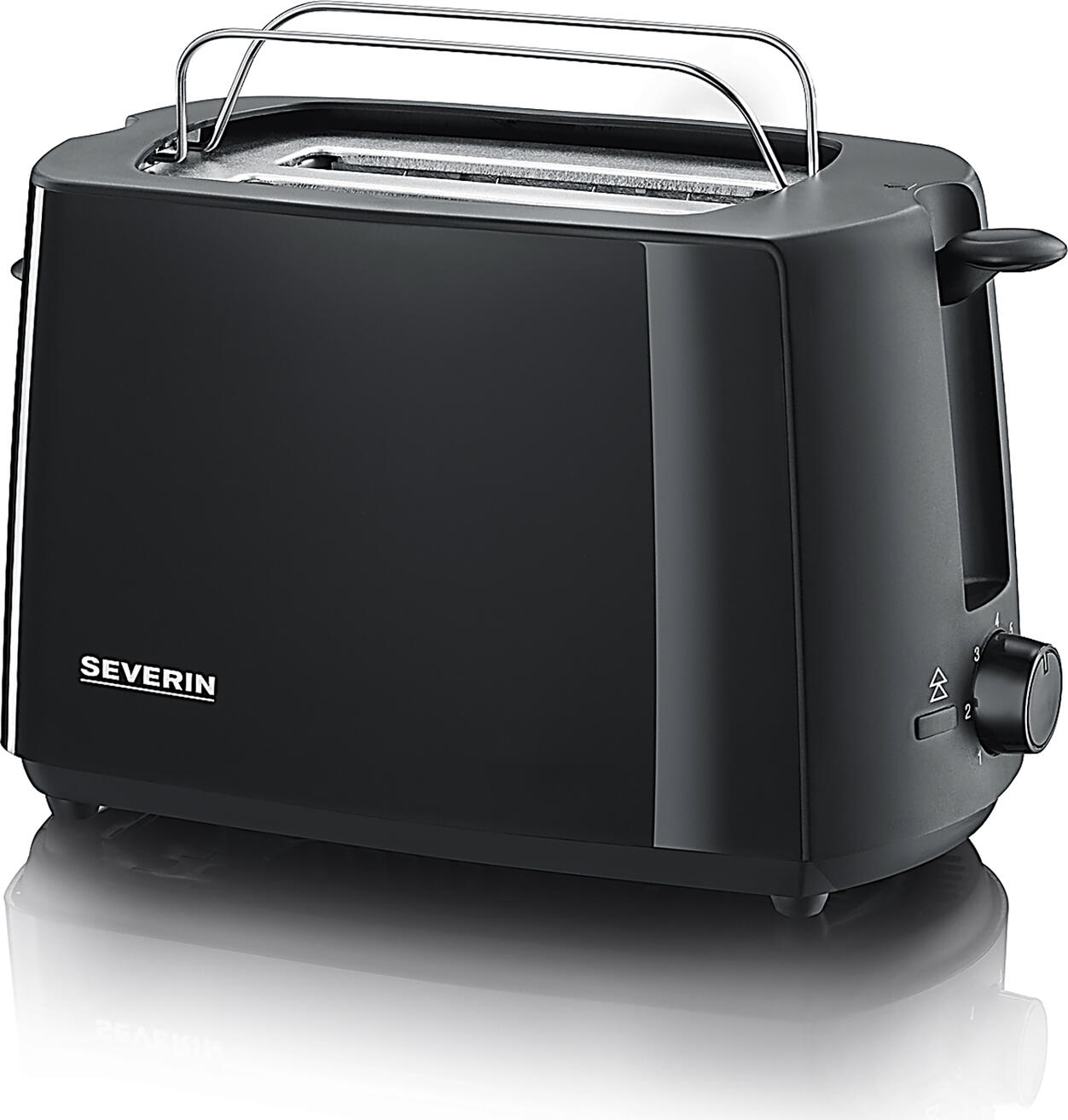 Severin AT 2287 Automatic Toaster, 700W, Black Plastic with Integrated Roll Toasting Warming Rack and Adjustable Toasting Level