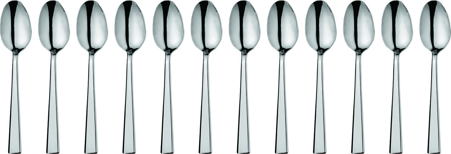 VEGA Stockholm Table Spoons, Mirror Polished 18/0 Chrome Stainless Steel, Rustproof, 20.3 cm, Silver, Set of 12 Pieces