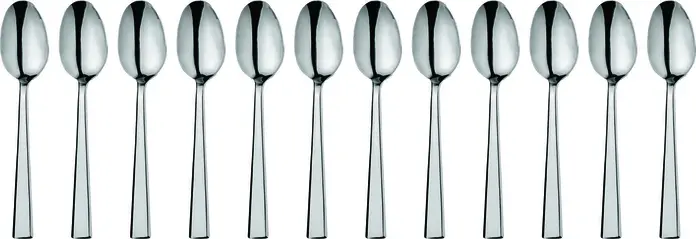 VEGA Stockholm Table Spoons, Mirror Polished 18/0 Chrome Stainless Steel, Rustproof, 20.3 cm, Silver, Set of 12 Pieces