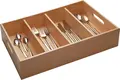 VEGA Wooden Cutlery Tray, Brown, 52 x 31 x 11 cm, 4 Compartments, Capacity for 240 Pieces, with Recessed Handles, Food-Safe