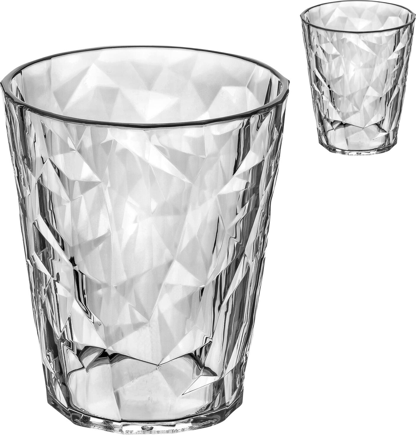 koziol Aqua Universale Club No. 1 Superglas Water Glass Set of 4, Unbreakable Polycarbonate, 300ml, Transparent, Stackable, Dishwasher Safe
