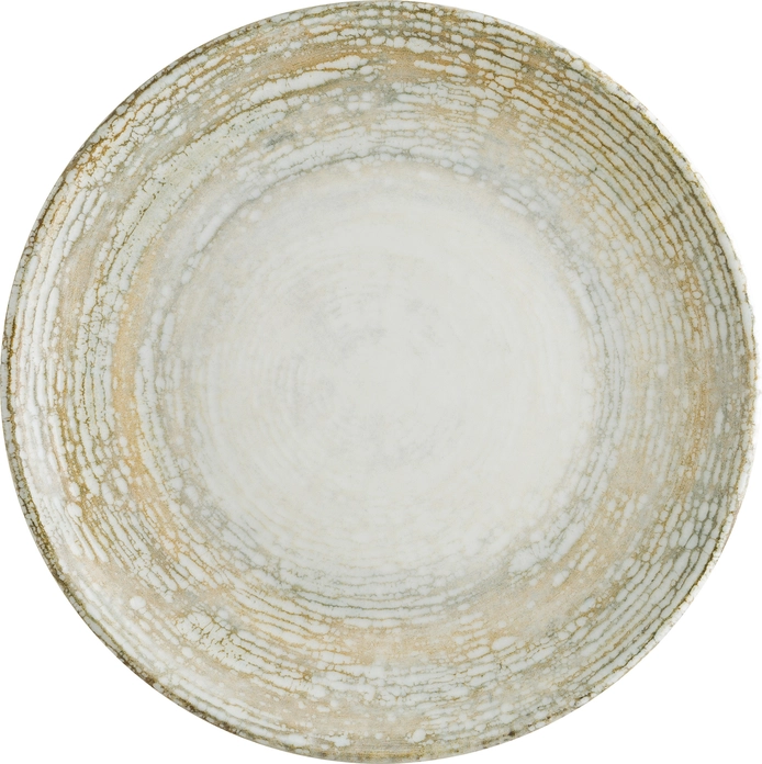 Bonna Patera Porcelain Plates Set, Rimless Round Vintage Design, 24 cm (Ø), Dishwasher and Microwave Safe, White/Beige