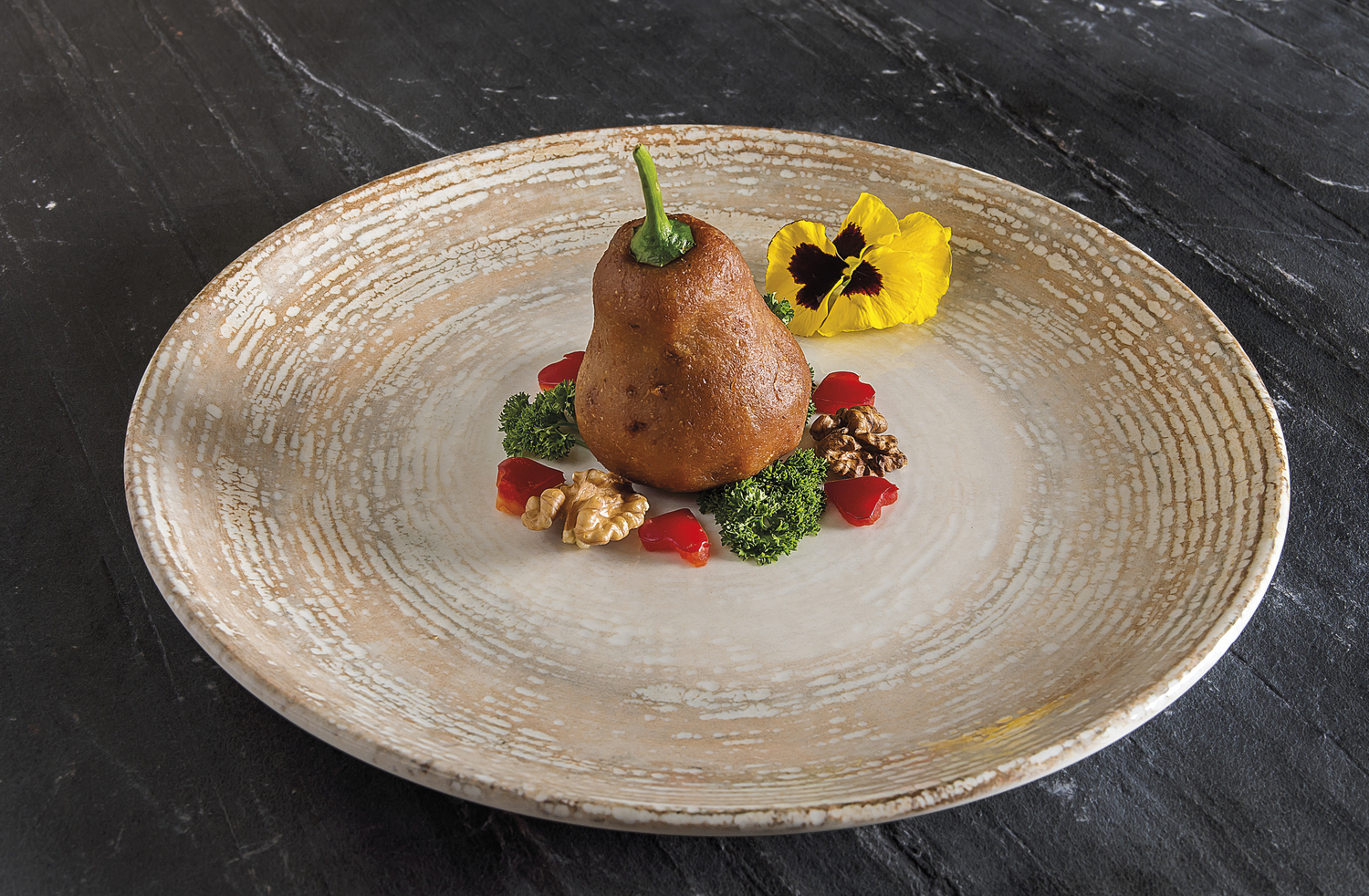 Bonna Patera Porcelain Plates Set, Rimless Round Vintage Design, 24 cm (Ø), Dishwasher and Microwave Safe, White/Beige