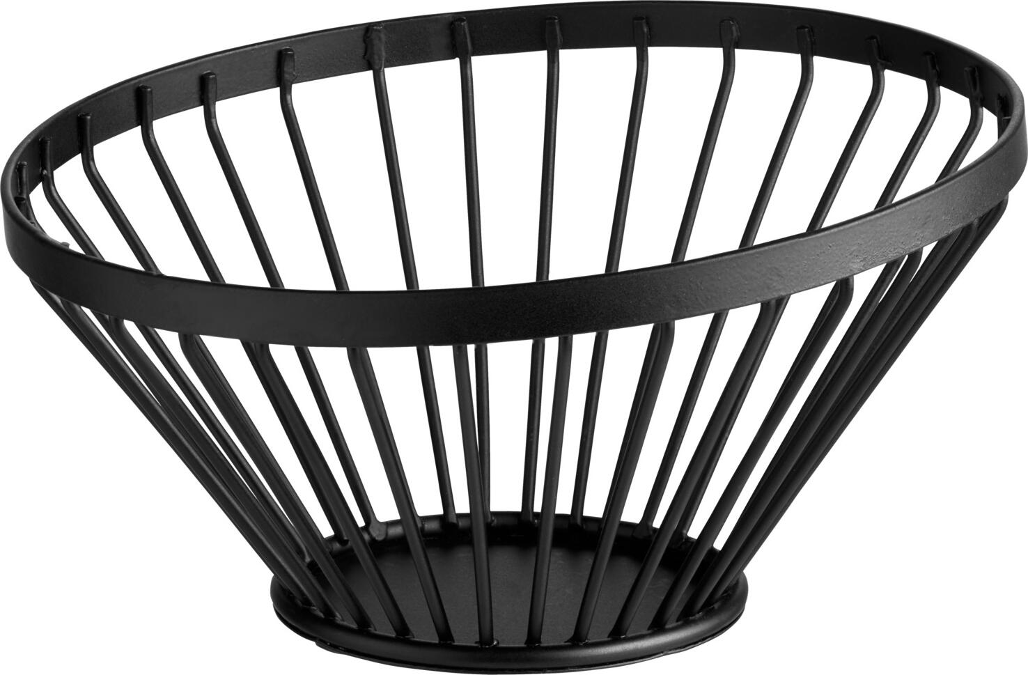 Cos pentru fructe si paine VEGA Alpena, otel vopsit electrostatic, 15x8 cm, negru, stivuibil si sigur pentru alimente