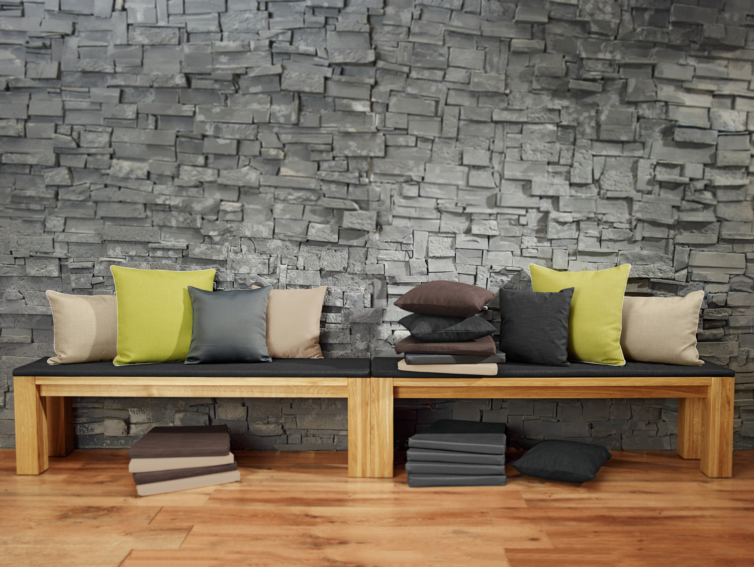 LUSINI Solutions GmbH Lia Seat Cushion, 38x38x3 cm, Anthracite Grey, 100% Polyester Felt Look, Reversible with Zipper, OEKO-TEX Standard 100