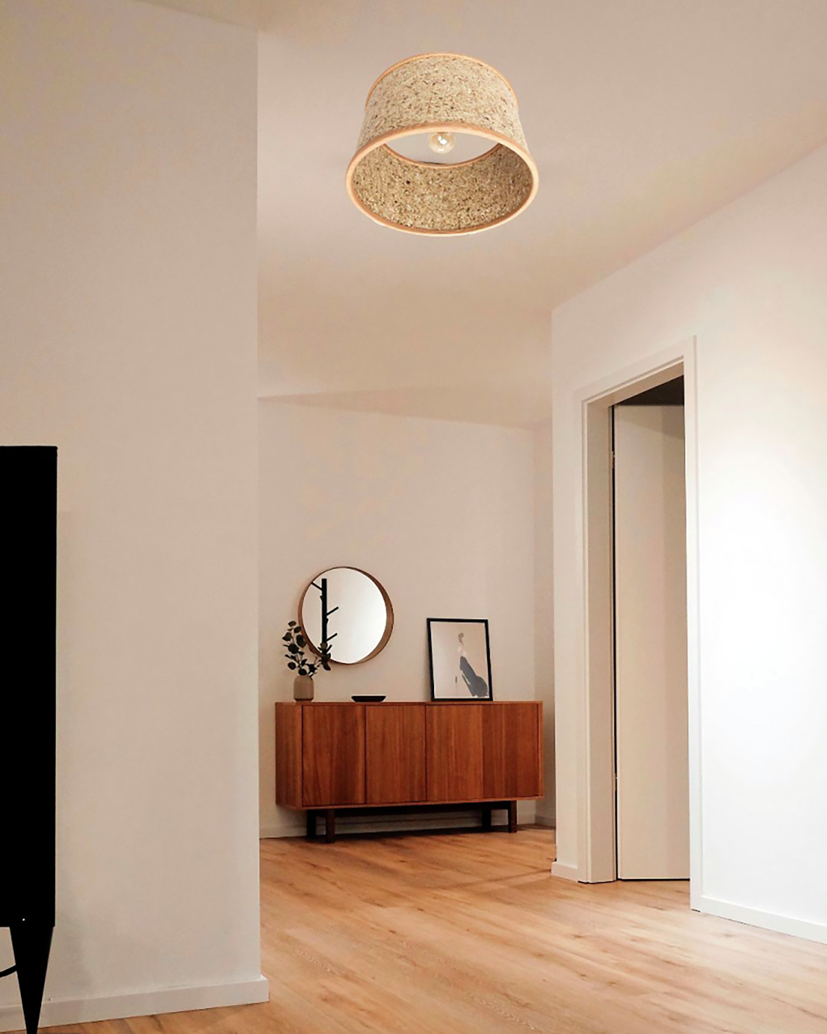 Lampa de tavan Planlicht Pures Heu 2610, lemn de stejar si fana alpina, soclu E27, diametru 45cm, fabricata in Austria