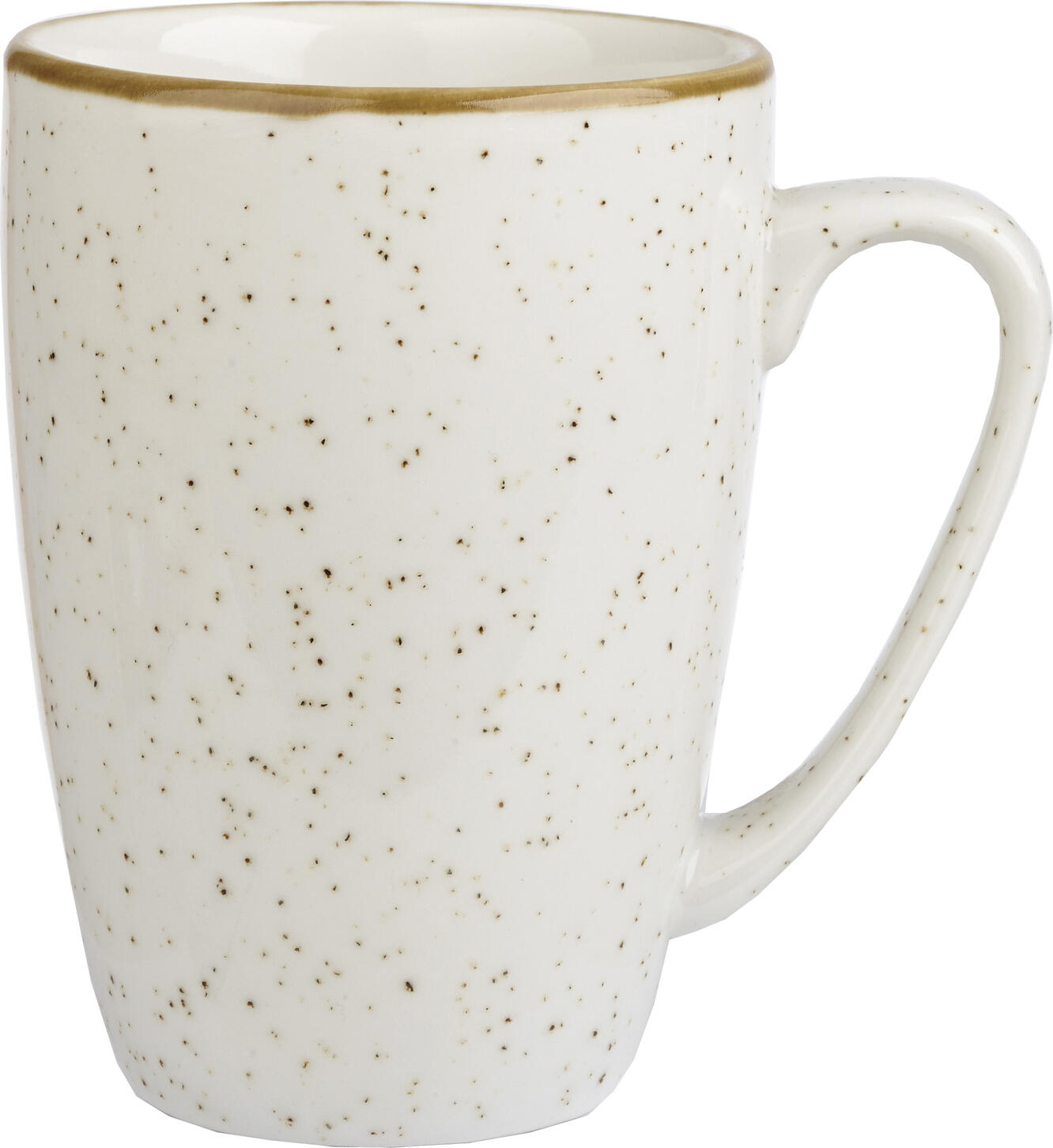 Cana din Porțelan Vitrificat Churchill Stonecast, Albă, 340ml, Stil Rustic cu Finisaj Petele, Decorată Manual pentru Ospitalitate Profesională