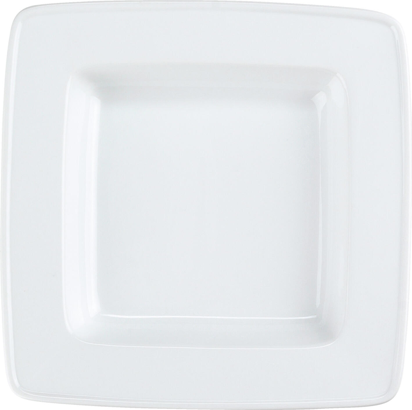 Set de 4 farfurii adânci pătrate PULSIVA Jazz deep din porțelan, albe, 21.5 x 21.5 x 3.5 cm, 310 ml, rezistente la cuptorul cu microunde și mașina de spălat vase