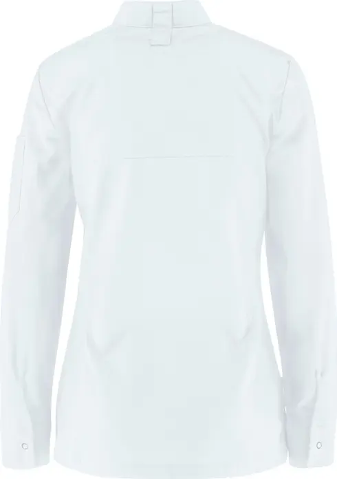 JOBELINE LUSINI Solutions GmbH Women's chef's jacket Phoenix long-sleeved Damen Kochjacke Phoenix Langarm Women's chef's jacket Phoenix long-sleeved; Size 36; white Damen Kochjacke Phoenix Langarm; Kleidergröße 36; weiß 65 % polyester, 35 % cotton. 150 g/m². 60 °C wash. Elegant women's chef jacket made of extra lightweight, breathable fabric. With a small wing collar, inner breast pocket, concealed button tape and a 2-part upper arm pocket. With a practical bib apron loop in the neck. The side panels and entire sleeves are made of an elastic piqué material, which is extremely breathable and ensures a very comfortable fit. The sleeves feature fully elastic, classic shirt cuffs with button and sleeve vent. Slightly tailored cut. Back length: 68 cm for size 36. 65 % Polyester, 35 % Baumwolle. 150 g/m². 60°-Wäsche Elegante Damenkochjacke aus einem extraleichten und atmungsaktiven Gewebe. Mit kleinem Stehkragen, innenliegender Brusttasche, verdeckter Druckknopfleiste, sowie einer zweigeteilten Oberarmtasche. Mit einer praktischen Latzschürzenschlaufe im Nacken. Die Seitenteile sowie die gesamten Ärmel bestehen aus einem atmungsaktiven und elastischen Piqué Material, das für eine äußerst bequeme Passform und Atmungsaktivität sorgt. Den Ärmelabschluss bildet eine ebenfalls vollelastische, klassische Hemdenmanschette mit Druckknopf und Ärmelschlitz. Leicht tailliert geschnitten. Rückenlänge: 68 cm in Gr. 36