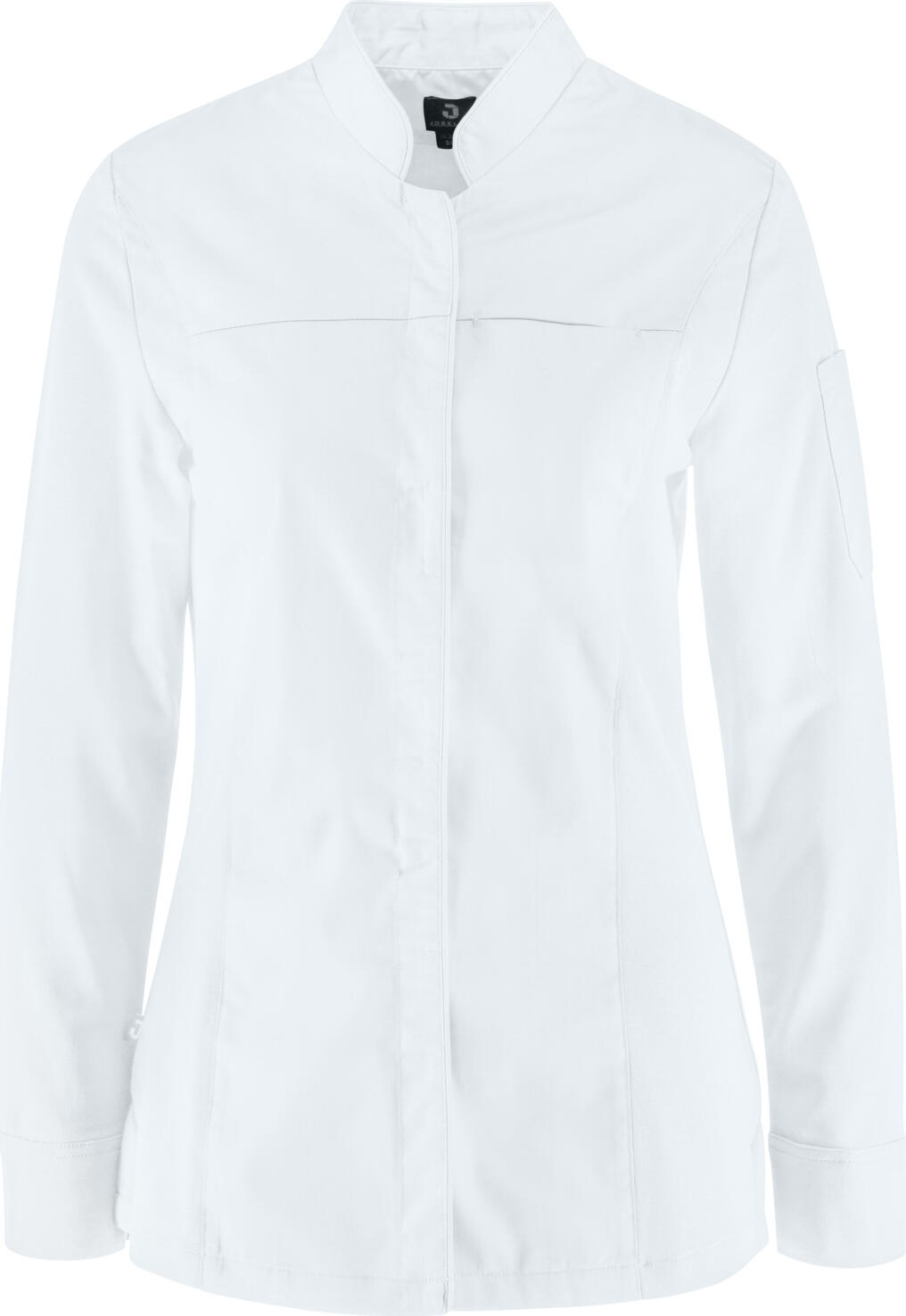Jobeline Phoenix Women's Chef's Jacket, Long-Sleeved, White, 65% Polyester 35% Cotton, Wing Collar, Concealed Snap Fasteners, OEKO-TEX Standard 100