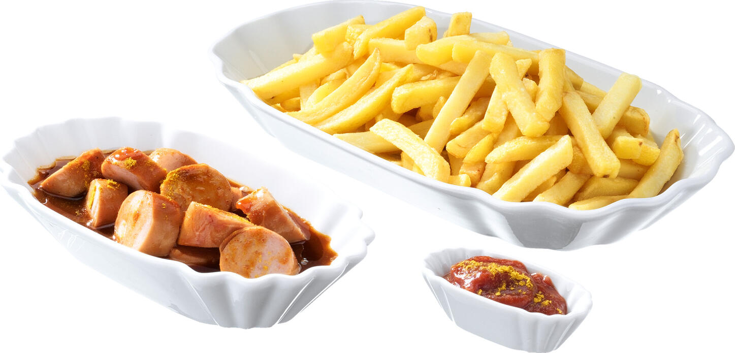 PULSIVA Apa French Fries Bowls, White Porcelain, Rectangular, 300ml, 21x11x3 cm, Microwave and Dishwasher Safe, Stackable, Set of 6