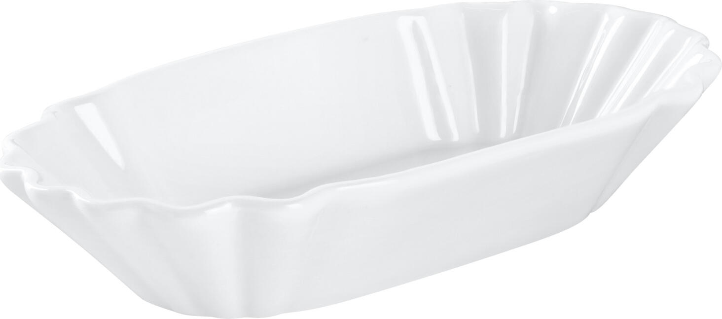 PULSIVA Apa French Fries Bowls, White Porcelain, Rectangular, 300ml, 21x11x3 cm, Microwave and Dishwasher Safe, Stackable, Set of 6