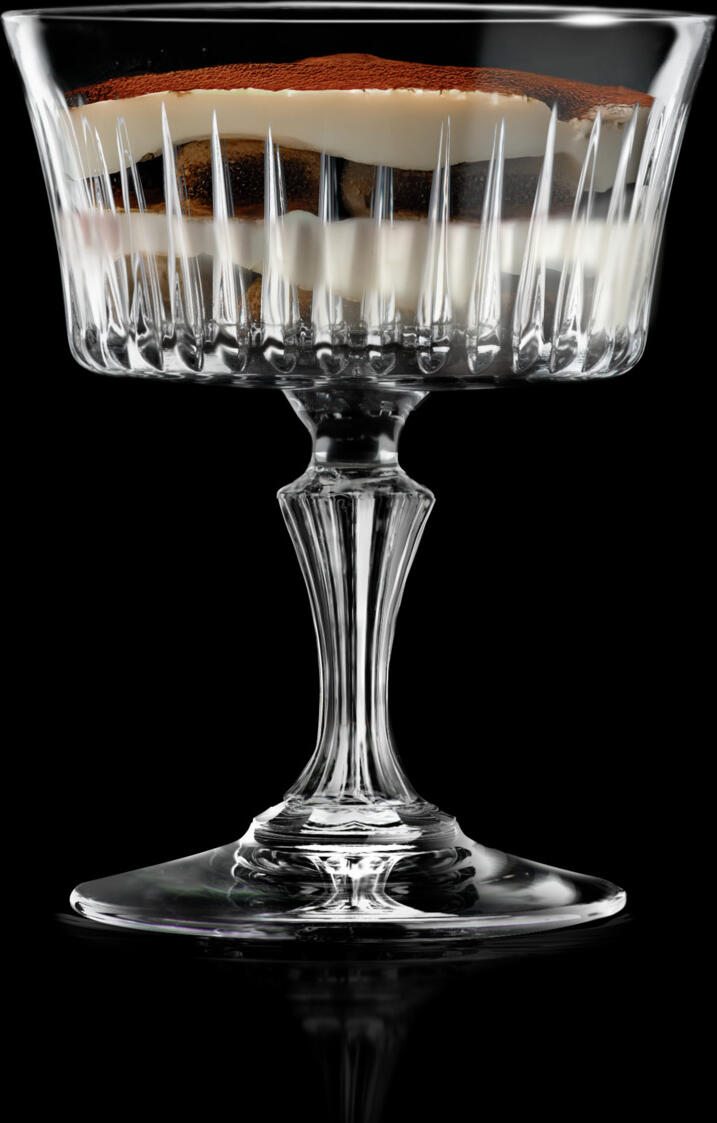 Cupuri de înghețată și desert din cristal RCR Timeless, 260 ml, transparente, design cu tăieturi clasice, set de 6 piese