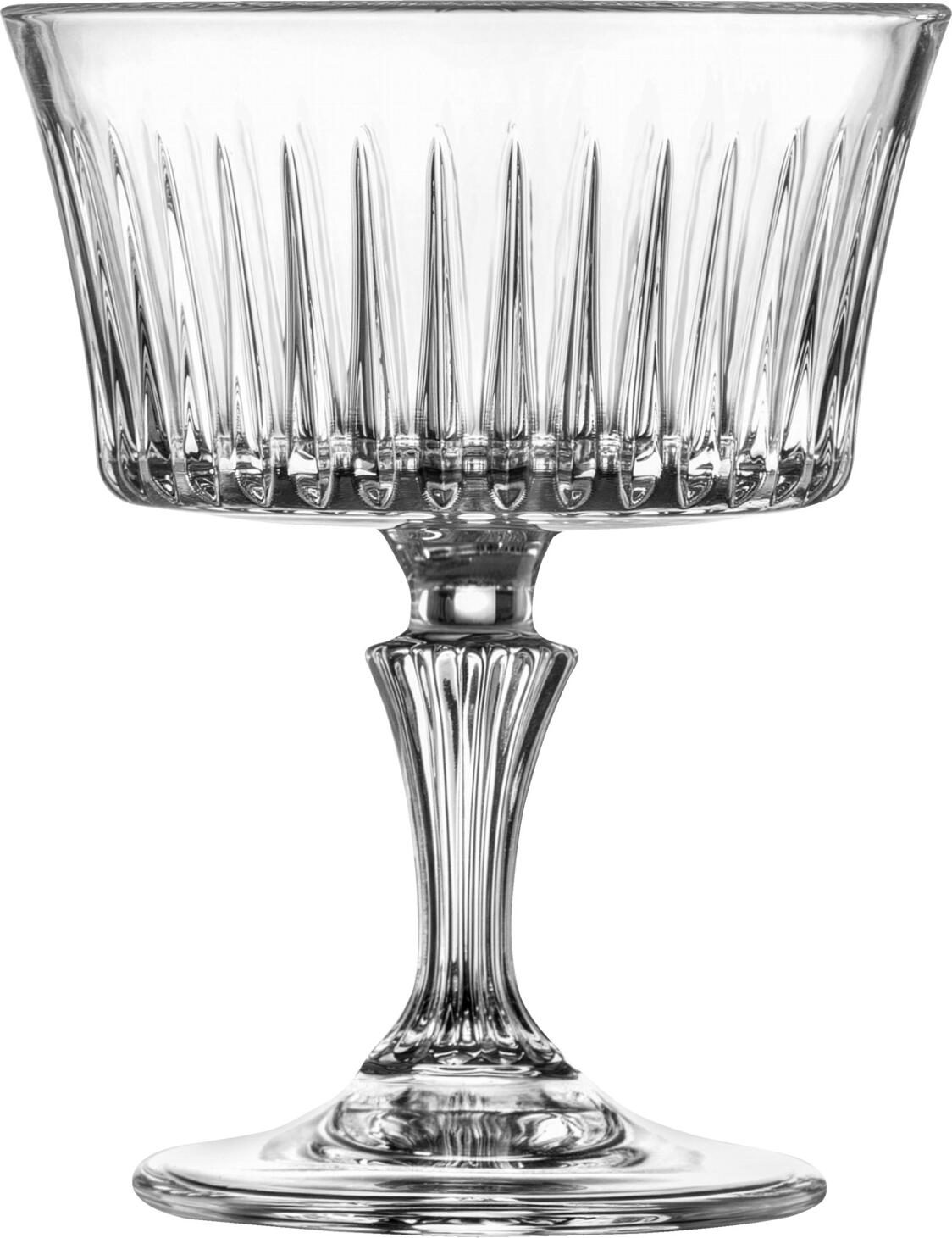 Cupuri de înghețată și desert din cristal RCR Timeless, 260 ml, transparente, design cu tăieturi clasice, set de 6 piese