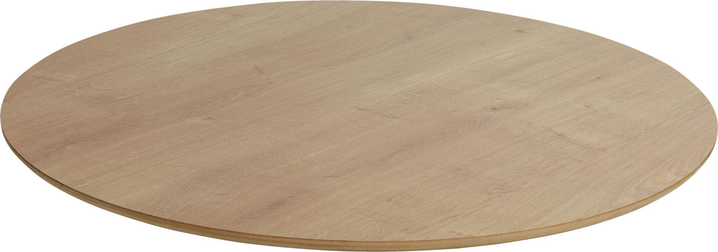 LUSINI Duneo Round Indoor Table Top, 100 cm Diameter, Solid Beech Wood with HPL Coating, Oak Natural, Scandinavian Design, Scratch-Resistant