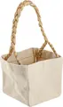 LUSINI Solutions GmbH Agnis Decorative Basket, Square Canvas Linen with Raffia Handles, 12x12x12 cm, Natural Beige, Planter and Storage