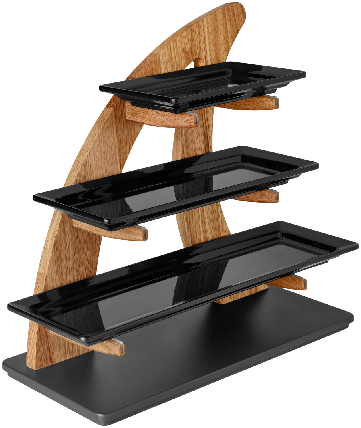 Vega Buffet Platter Melamine GN 1/4, Black, 26.5x16.2x3 cm, Shockproof, Stackable, Dishwasher Safe, Food Safe Presentation Platter