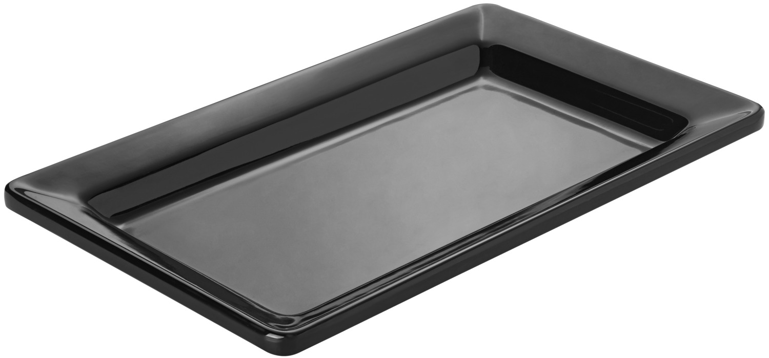 VEGA LUSINI Solutions GmbH Buffet platter melamine GN 1/4 Buffetplatte Melamin GN 1/4 Buffet platter melamine GN 1/4; GN 1/4, 26.5x16.2x3 cm (LxWxD); black Buffetplatte Melamin GN 1/4; GN 1/4, 26.5x16.2x3 cm (LxBxT); schwarz GN presentation platter made of melamine. Can be used from -30 °C to +70 °C. Food safe. Stackable. Shockproof. Dishwasher safe. GN-Präsentationsplatte aus Melamin. Einsetzbar von -30 °C bis +70 °C. Lebensmittelecht. Stapelbar. Stoßfest. Spülmaschinenfest.