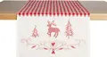 LUSINI Solutions GmbH Chatelete Deer Table Runner, 40x130 cm, 100% Polyester, Red/White Plaid with Embroidered Stag, OEKO-TEX Standard 100