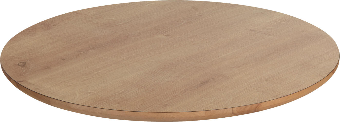 LUSINI Duneo Indoor Round Table Top, 60 cm Diameter, Solid Beech Wood with HPL Coating, Oak Natural, Scratch-Resistant Scandinavian Design