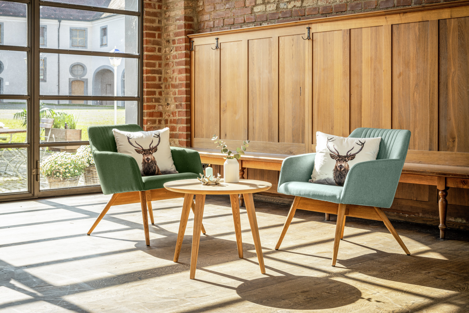 LUSINI Duneo Indoor Round Table Top, 60 cm Diameter, Solid Beech Wood with HPL Coating, Oak Natural, Scratch-Resistant Scandinavian Design