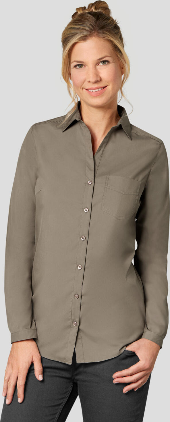 Jobeline Kim Women's Long Sleeve Blouse, Cotton-Polyester Blend, Regular Fit with Roll-up Sleeves, Easy-Care Workwear for Hotel and Service