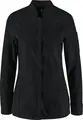 JOBELINE LUSINI Solutions GmbH Women's chef's jacket Phoenix long-sleeved Damen Kochjacke Phoenix Langarm Women's chef's jacket Phoenix long-sleeved; Size 42; black Damen Kochjacke Phoenix Langarm; Kleidergröße 42; schwarz 65 % polyester, 35 % cotton. 150 g/m². 60 °C wash. Elegant women's chef jacket made of extra lightweight, breathable fabric. With a small wing collar, inner breast pocket, concealed button tape and a 2-part upper arm pocket. With a practical bib apron loop in the neck. The side panels and entire sleeves are made of an elastic piqué material, which is extremely breathable and ensures a very comfortable fit. The sleeves feature fully elastic, classic shirt cuffs with button and sleeve vent. Slightly tailored cut. Back length: 68 cm for size 36. 65 % Polyester, 35 % Baumwolle. 150 g/m². 60°-Wäsche Elegante Damenkochjacke aus einem extraleichten und atmungsaktiven Gewebe. Mit kleinem Stehkragen, innenliegender Brusttasche, verdeckter Druckknopfleiste, sowie einer zweigeteilten Oberarmtasche. Mit einer praktischen Latzschürzenschlaufe im Nacken. Die Seitenteile sowie die gesamten Ärmel bestehen aus einem atmungsaktiven und elastischen Piqué Material, das für eine äußerst bequeme Passform und Atmungsaktivität sorgt. Den Ärmelabschluss bildet eine ebenfalls vollelastische, klassische Hemdenmanschette mit Druckknopf und Ärmelschlitz. Leicht tailliert geschnitten. Rückenlänge: 68 cm in Gr. 36