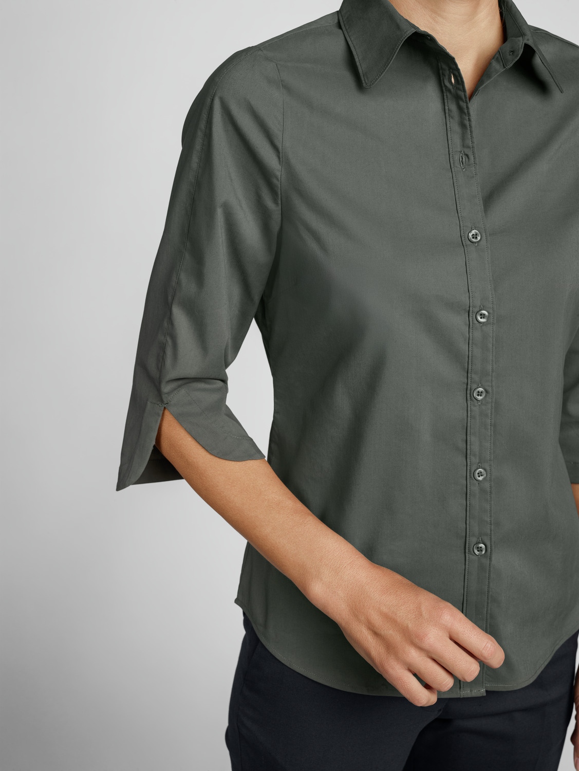 Jobeline Porter Women's Blouse, 3/4 Sleeve, Cotton-Polyester Stretch, Regular Fit, OEKO-TEX Certified, Plain Design
