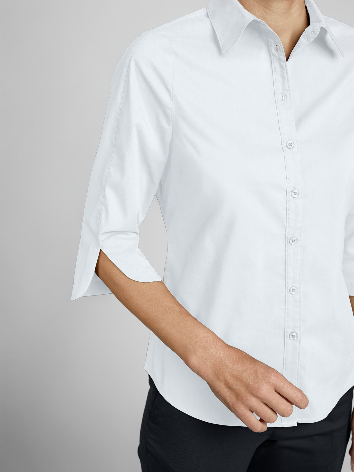 Jobeline Porter Women's Blouse, 3/4 Sleeve, Regular Fit, 67% Cotton 33% Polyester, Shirt Collar, OEKO-TEX Certified, Plain Design