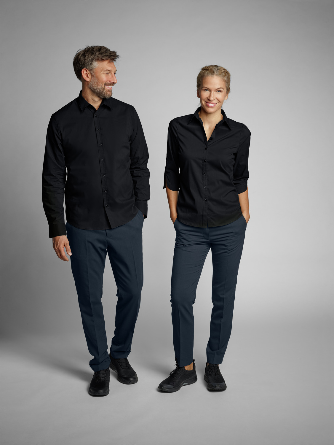 Bluza pentru femei Jobeline Porter, maneca trei sfert, croiala regular, amestec bumbac-poliester, usor de intretinut, certificare OEKO-TEX, Negru, Marime 42