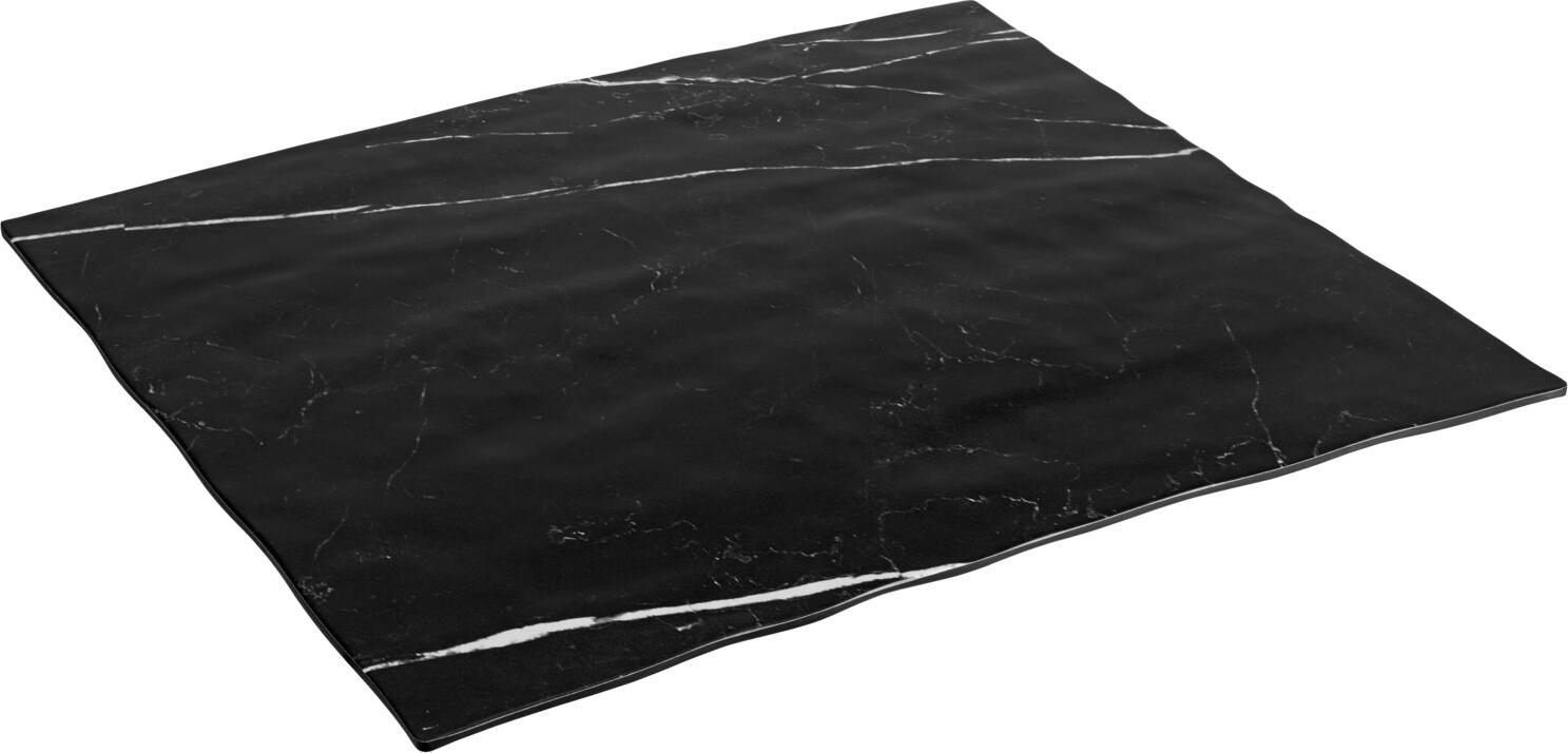 Vega Brandon Rectangular Melamine Platter, Black Marble Look, Break-Resistant, Dishwasher Safe, 35 x 28.5 x 1 cm, Set of 6