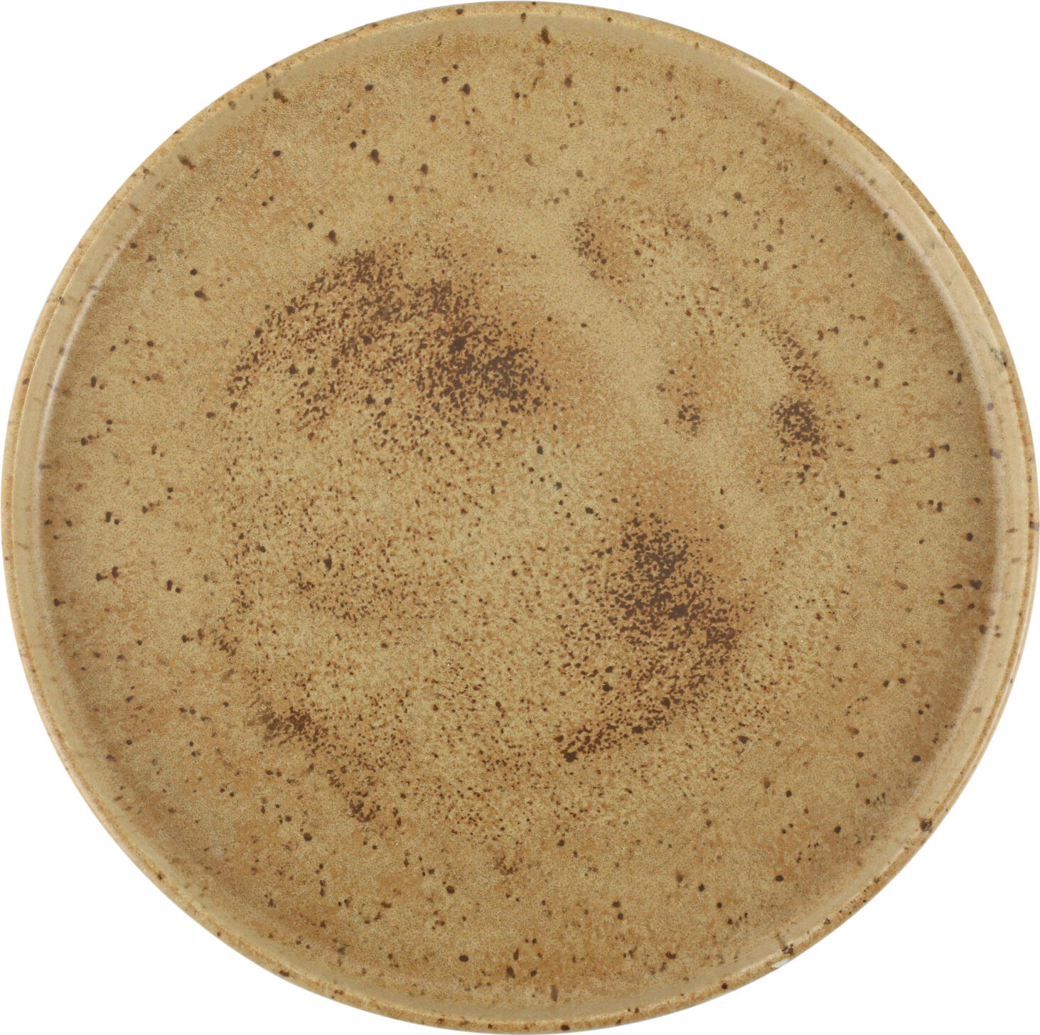 Porland Natura Flat Plates, Set of 6, Round Stoneware Dinner Plates with High Rim, Matt Glaze, Multicoloured Brown, 27 cm, Dishwasher and Microwave Safe