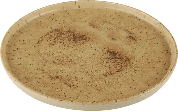 Set de 6 farfurii plate Porland Natura, 30 cm Rotunde din Gresie, Glazură Mată Maro Deschis/Închis, Compatibile cu Cuptorul cu Microunde și Mașina de Spălat Vase