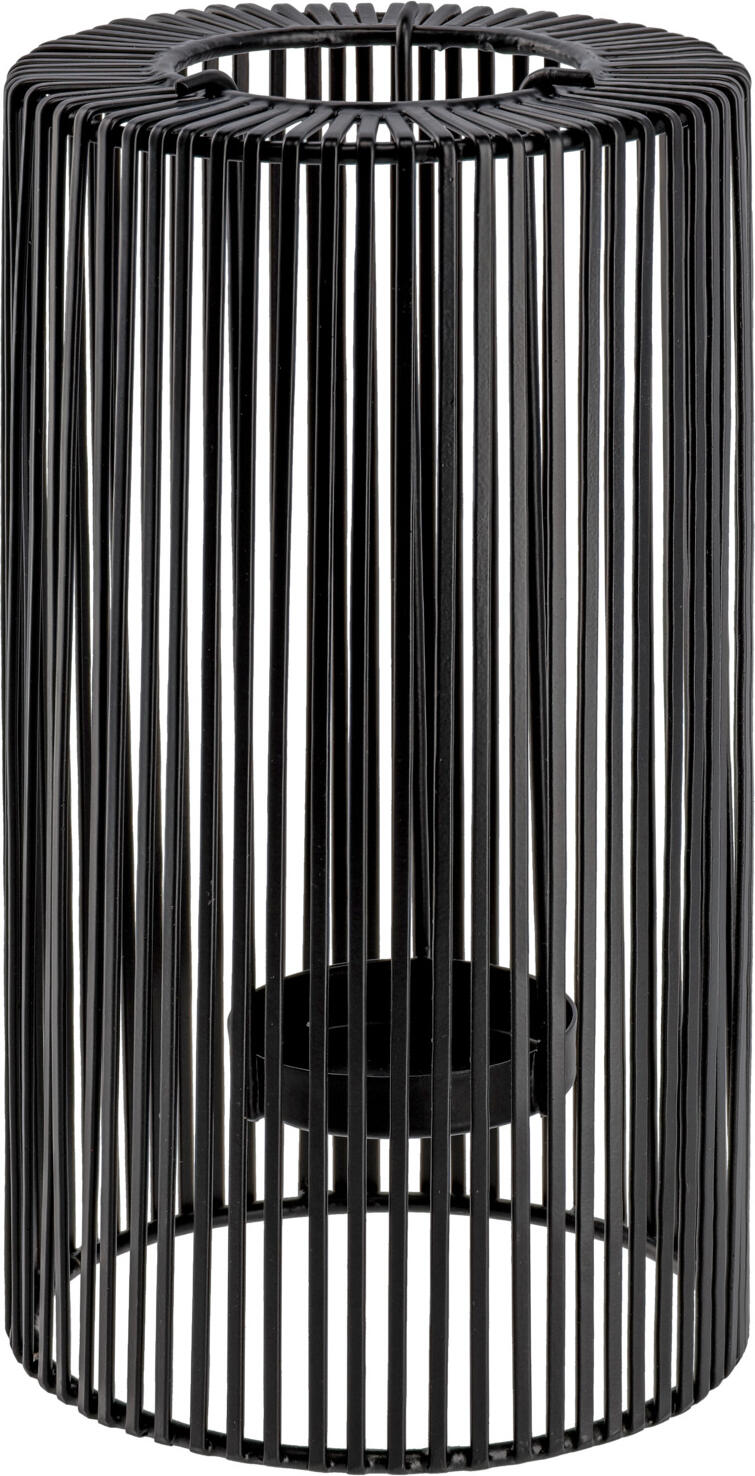 Vega Acheron Decorative Lantern Candle Holder, Black Aluminum, Cylindrical Design with Removable Holder, 13x25 cm