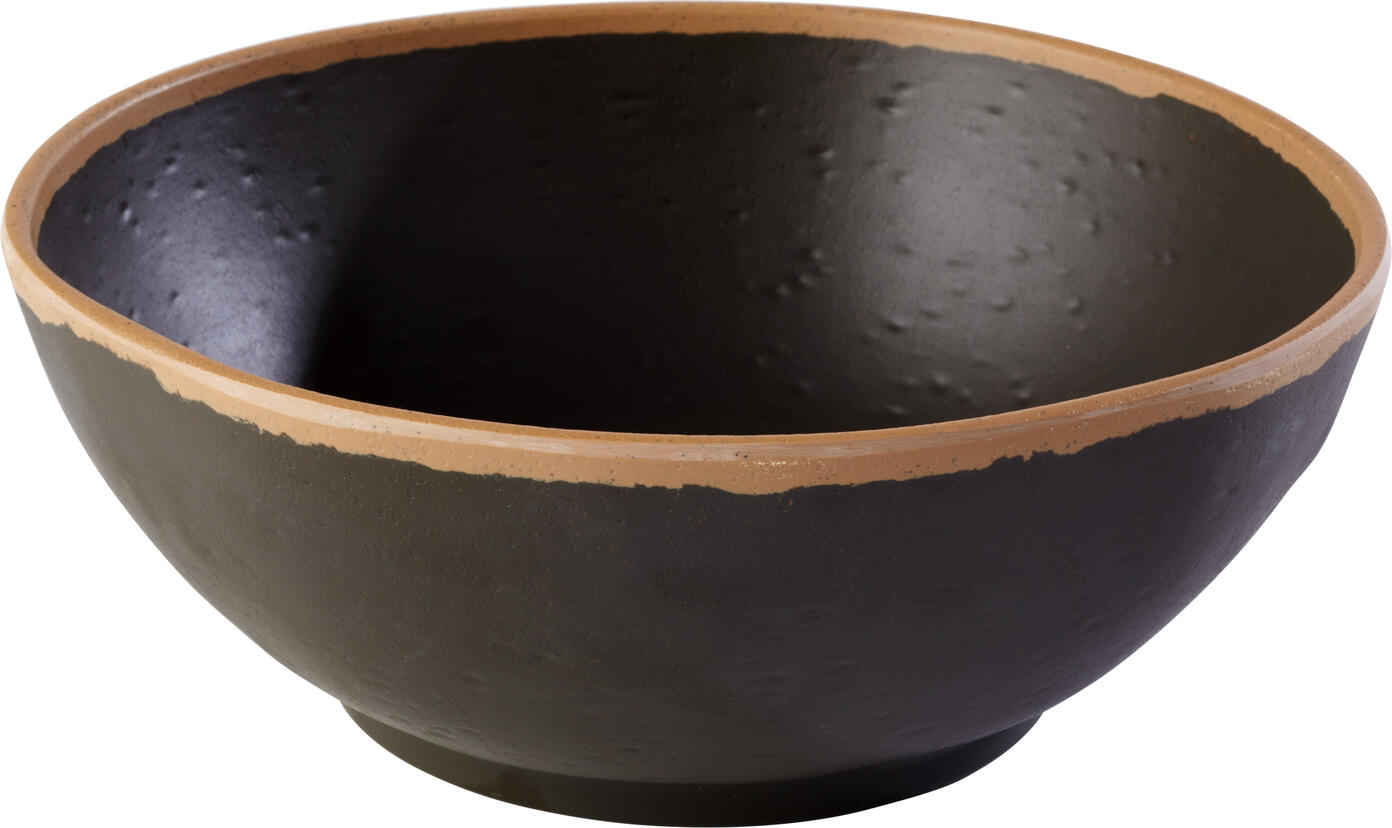 Bol din Melamină APS Crocker, Bol Rotund cu Textură Rustică și Margine Culoare Caramel, 1450 ml, Diametru 21 cm, Înălțime 8 cm, Stivuibil și Compatibil cu Mașina de Spălat Vase