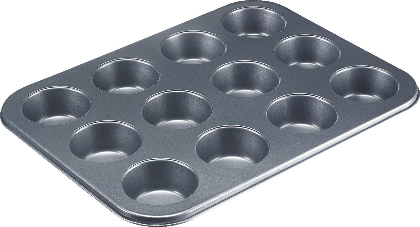 Westmark Westmark GmbH Muffin baking pan Classic Muffinbackform Classic Muffin baking pan Classic; 35x26.5x3 cm (LxWxH); black Muffinbackform Classic; 35x26.5x3 cm (LxBxH); schwarz Made of steel with high-quality non-stick coating for baking cupcakes or muffins. Not suitable for dishwashers. Aus Stahl mit hochwertiger Antihaftbeschichtung zum Backen von Cupcakes oder Muffins. Nicht spülmaschinengeeignet.