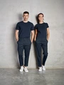 Pantaloni Serviciu Jobeline Tommy pentru femei, Model Jogger pentru Hotel, Croiala Regular cu Picior Ingust si Slit, Material Rezistent la Cute, Navy