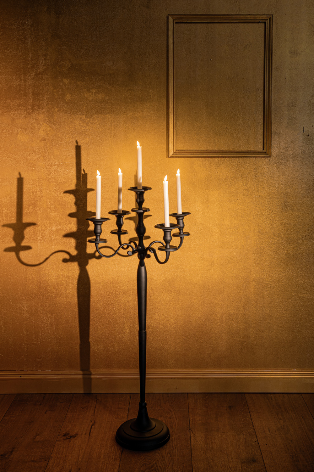 LUSINI Solutions GmbH Adrien Five-Armed Candelabra Candle Holder, 120 cm Height x 58 cm Width, Aluminum, Matte Black